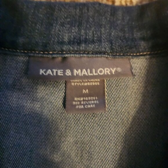 Kate & Mallory Womens Medium Denim Moto Jacket with Zipper Pockets - Picture 2 of 12